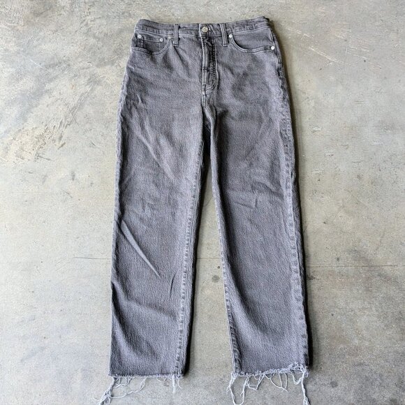 Madewell The Perfect Vintage Straight Leg Jean Gray Denim Raw Hem size 29 - Picture 1 of 8